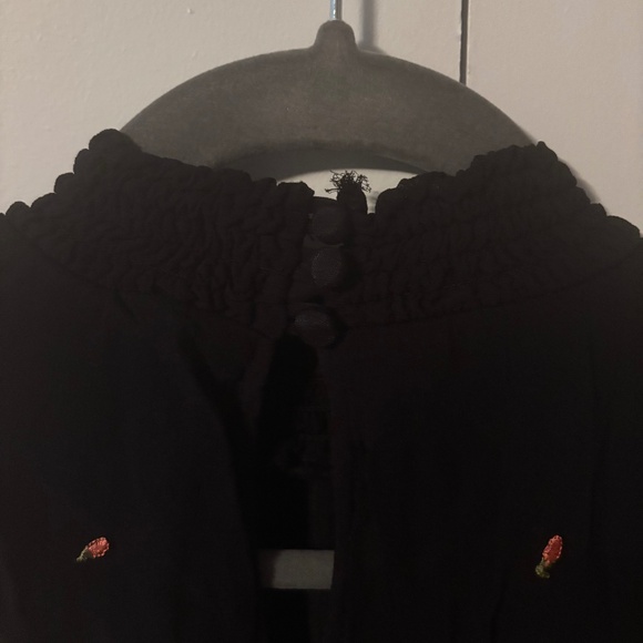 Anthropologie floreat Embroidered Floral Mock Neck Blouse Size S - Picture 4 of 7